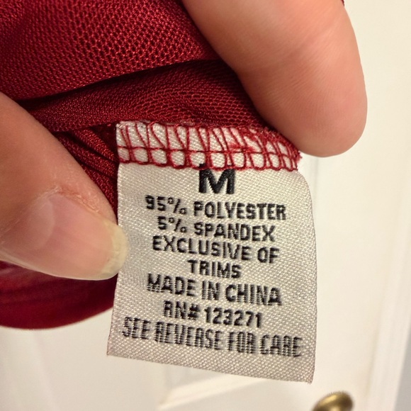 Faded Rose Red Rhinestone Mesh Crop Top - Picture 5 of 6